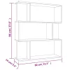  betonszürke szerelt fa könyvszekrény/térelválasztó 80x24x96 cm