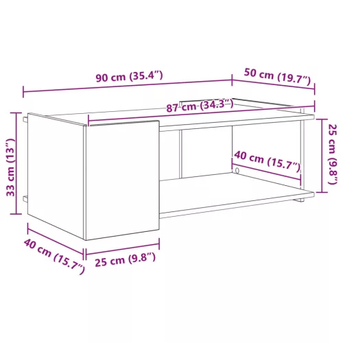 Dohányzóasztal Betonszürke 90 x 50 x 33 cm Szerelt Fa