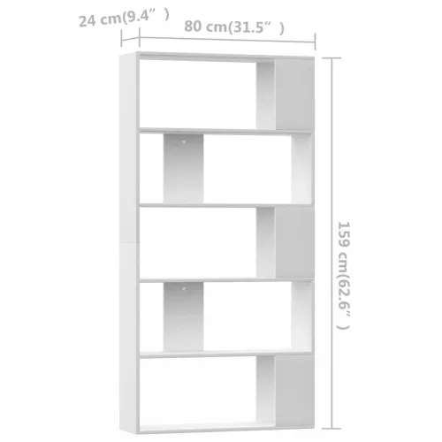  fehér szerelt fa könyvszekrény/térelválasztó 80x24x159 cm