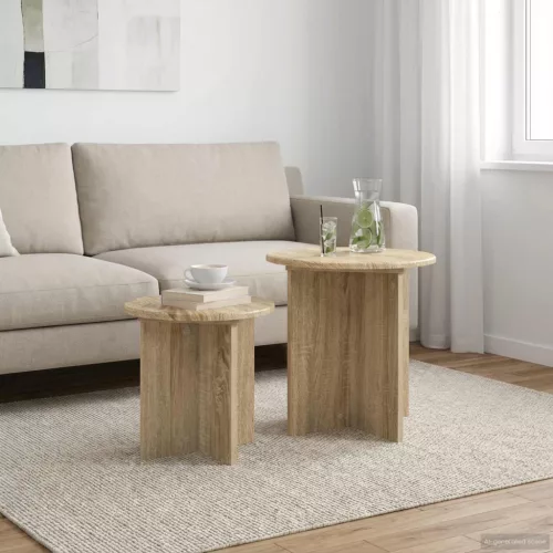  Kisasztal készlet tárolóval 2 pcs Sonoma Tölgy Mérnöki fa