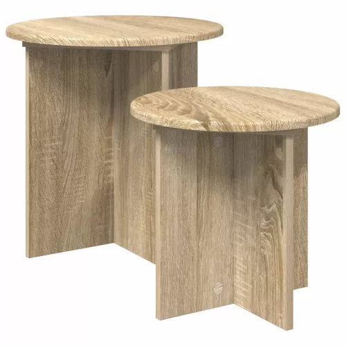 Kisasztal készlet tárolóval 2 pcs Sonoma Tölgy Mérnöki fa