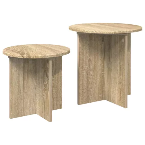  Kisasztal készlet tárolóval 2 pcs Sonoma Tölgy Mérnöki fa
