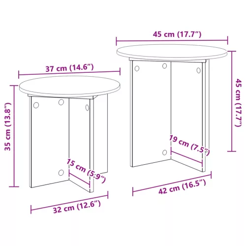  Kisasztal készlet tárolóval 2 pcs Sonoma Tölgy Mérnöki fa
