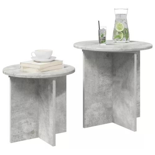  Kisasztal készlet tárolóval 2 pcs Betonszürke Mérnöki fa