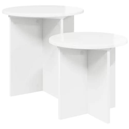  Kisasztal készlet tárolóval 2 pcs Magasfényű Fehér Mérnöki fa