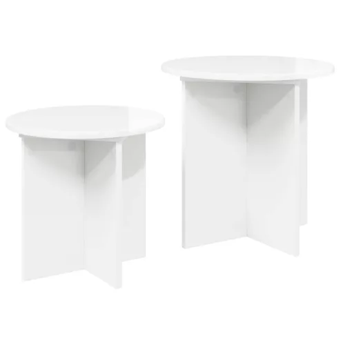  Kisasztal készlet tárolóval 2 pcs Magasfényű Fehér Mérnöki fa