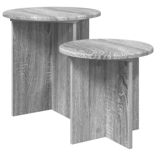  Kisasztal készlet tárolóval 2 pcs Szürke Sonoma Mérnöki fa