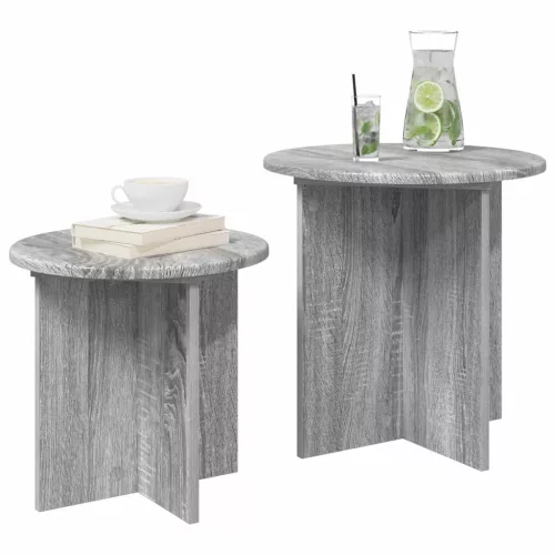  Kisasztal készlet tárolóval 2 pcs Szürke Sonoma Mérnöki fa