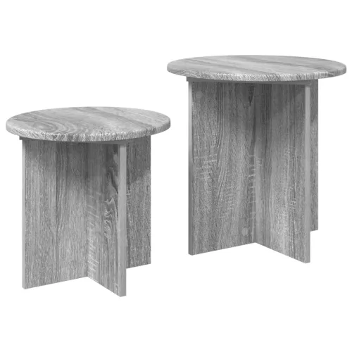  Kisasztal készlet tárolóval 2 pcs Szürke Sonoma Mérnöki fa