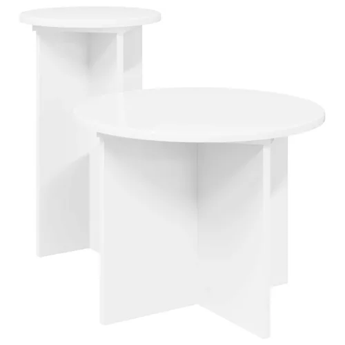  Kisasztal készlet tárolóval 2 pcs Fehér Szerelt Fa