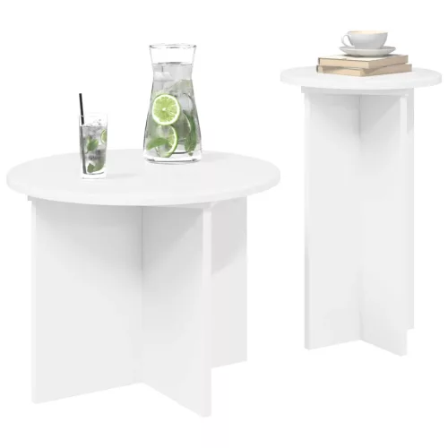  Kisasztal készlet tárolóval 2 pcs Fehér Szerelt Fa