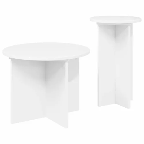  Kisasztal készlet tárolóval 2 pcs Fehér Szerelt Fa