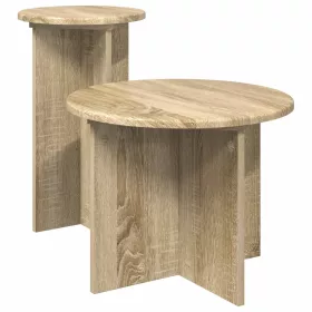    Kisasztal készlet tárolóval 2 pcs Sonoma Tölgy Szerelt Fa