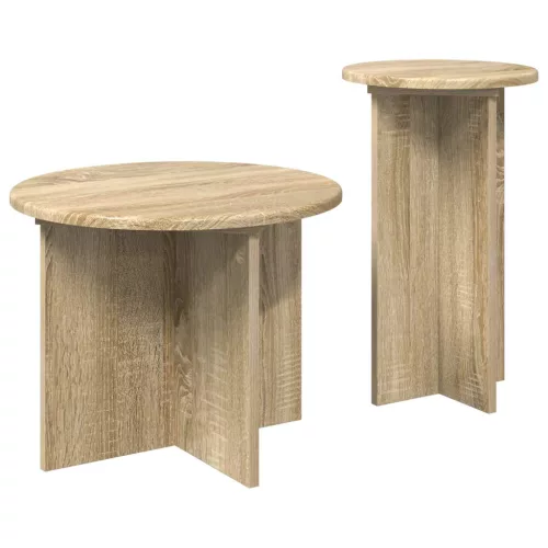  Kisasztal készlet tárolóval 2 pcs Sonoma Tölgy Szerelt Fa