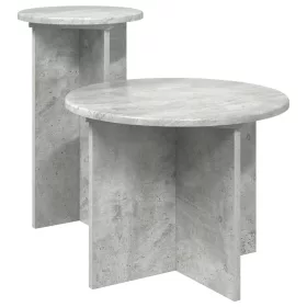    Kisasztal készlet tárolóval 2 pcs Betonszürke Szerelt Fa