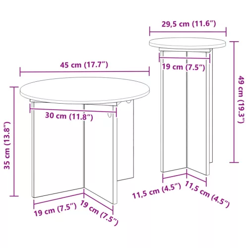  Kisasztal készlet tárolóval 2 pcs Betonszürke Szerelt Fa