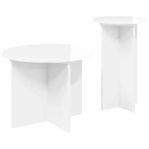  Kisasztal készlet tárolóval 2 pcs Magasfényű Fehér Szerelt Fa