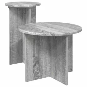    Kisasztal készlet tárolóval 2 pcs Szürke Sonoma Szerelt Fa