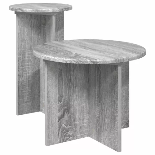  Kisasztal készlet tárolóval 2 pcs Szürke Sonoma Szerelt Fa