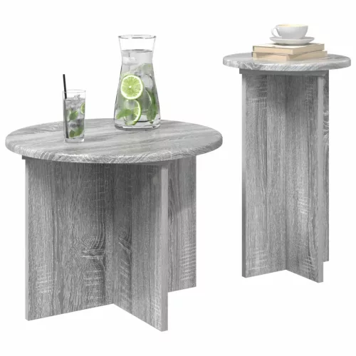  Kisasztal készlet tárolóval 2 pcs Szürke Sonoma Szerelt Fa