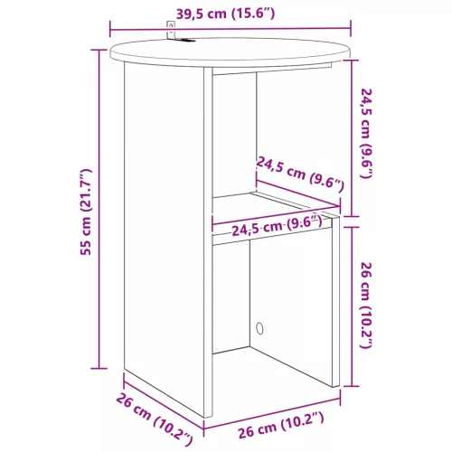  Oldal asztal Fekete Tölgy Ø 39,5 x 55 cm Szerelt Fa