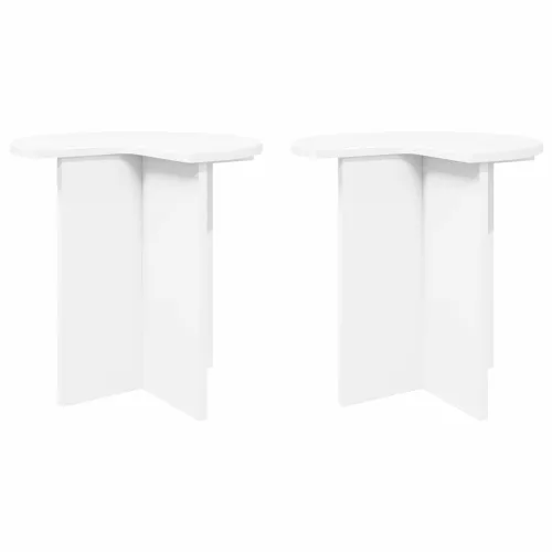  Oldal asztal tárolóval 2 pcs Fehér Ø 39 x 38 cm Szerelt Fa