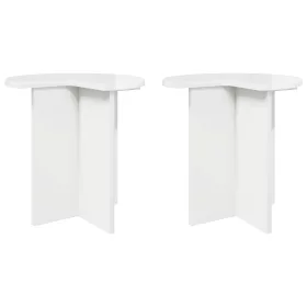    Oldal asztal 2 pcs Magasfényű Fehér Ø 39 x 38 cm Szerelt Fa