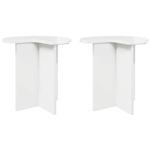  Oldal asztal 2 pcs Magasfényű Fehér Ø 39 x 38 cm Szerelt Fa