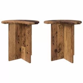    Oldal asztal tárolóval 2 pcs Antik Fa Ø 39 x 38 cm Szerelt Fa