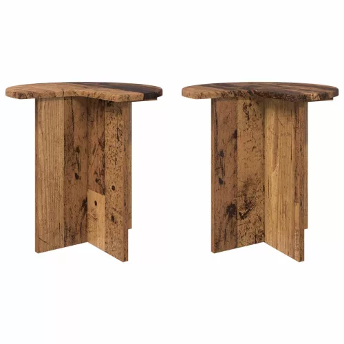  Oldal asztal tárolóval 2 pcs Antik Fa Ø 39 x 38 cm Szerelt Fa