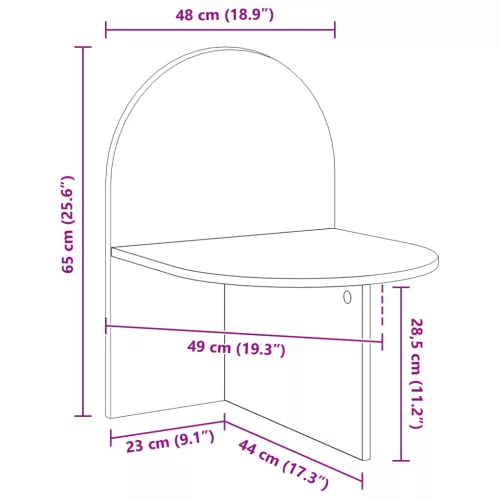  Éjjeli asztal Füstölt Tölgy 48 x 49 x 65 cm Mérnöki fa