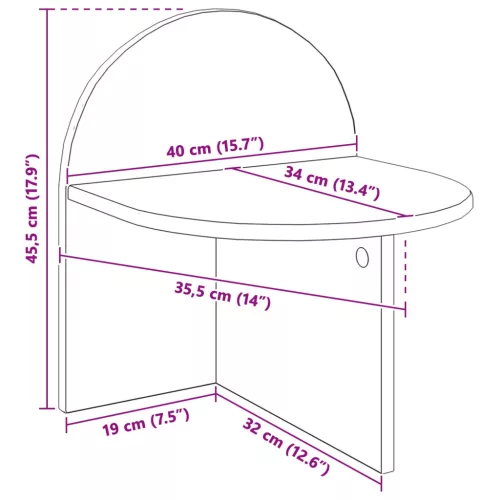  Éjjeli asztal Fehér 40 x 35,5 x 45,5 cm Mérnöki fa