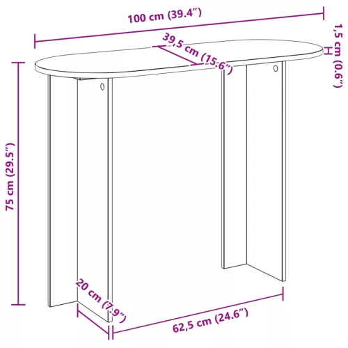  Konzolasztal tárolóval Antik Fa 100 x 39,5 x 75 cm Szerelt Fa