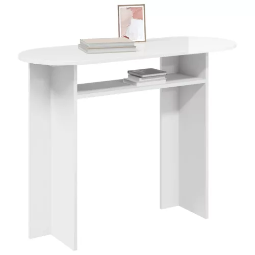  Konzolasztal Magasfényű Fehér 100 x 39,5 x 75 cm Szerelt Fa