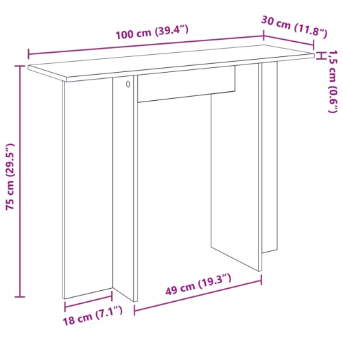  Konzolasztal Antik Fa 100 x 30 x 75 cm Szerelt Fa