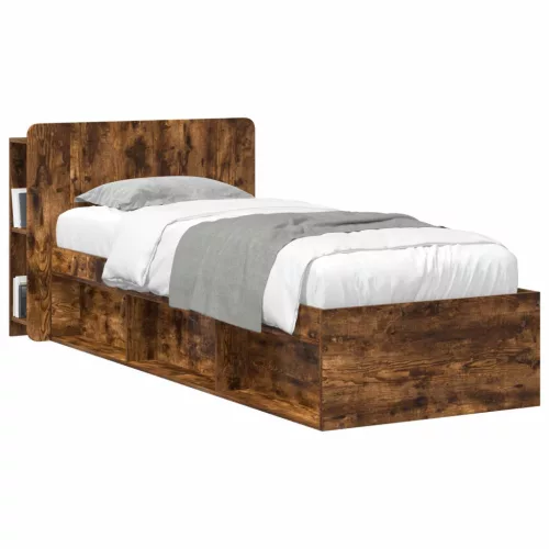  Fejhajtó szekrény tárolóval Füstös Tölgy Szerelt Fa