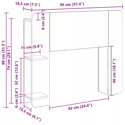  Fejhajtó szekrény tárolóval Füstös Tölgy Szerelt Fa