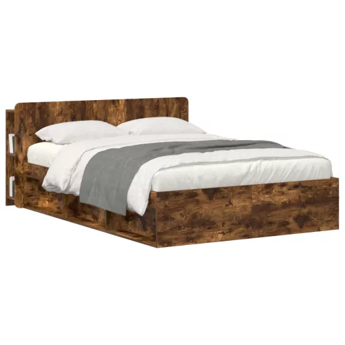  Fejhajtó szekrény tárolóval Füstös Tölgy Szerelt Fa