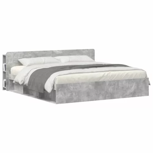  Fejhajtó szekrény tárolóval Betonszürke Szerelt Fa