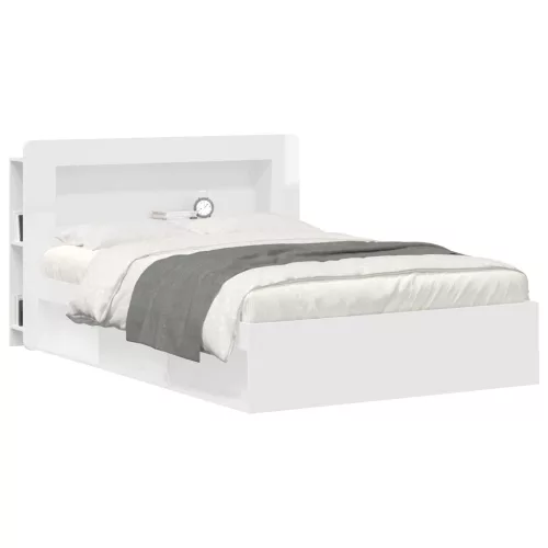  Fejhajtó szekrény tárolóval Magasfényű Fehér Mérnöki fa