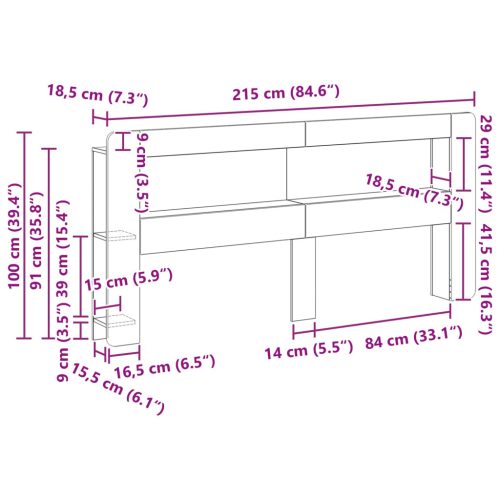  Fejhajtó szekrény Füstölt Tölgy 215 x 18,5 x 100 cm Mérnöki fa