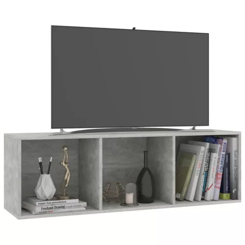  betonszürke szerelt fa könyv-/TV-szekrény 36 x 30 x 114 cm