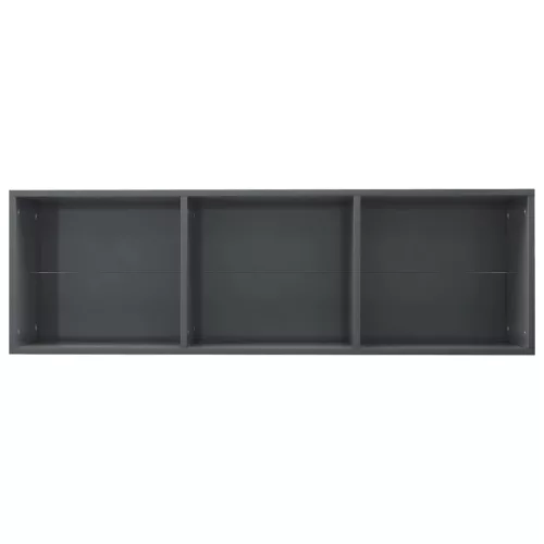  magasfényű szürke szerelt fa könyv-/TV-szekrény 36x30x114 cm