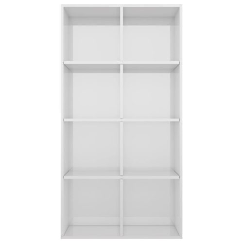  magasfényű fehér szerelt fa könyv-/tálalószekrény 66x30x130 cm