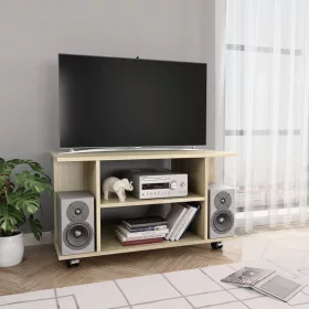    sonoma tölgy színű szerelt fa TV-szekrény görgőkkel 80x40x45 cm