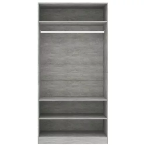  betonszürke szerelt fa ruhásszekrény 100 x 50 x 200 cm