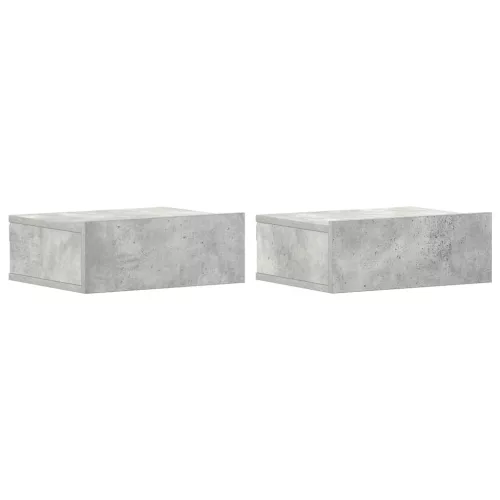  2 db betonszürke szerelt fa függő éjjeliszekrény 40x30x15 cm