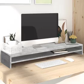  betonszürke szerelt fa monitorállvány 100 x 24 x 13 cm