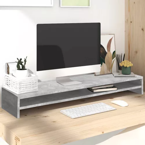  betonszürke szerelt fa monitorállvány 100 x 24 x 13 cm