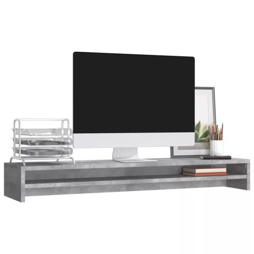  betonszürke szerelt fa monitorállvány 100 x 24 x 13 cm